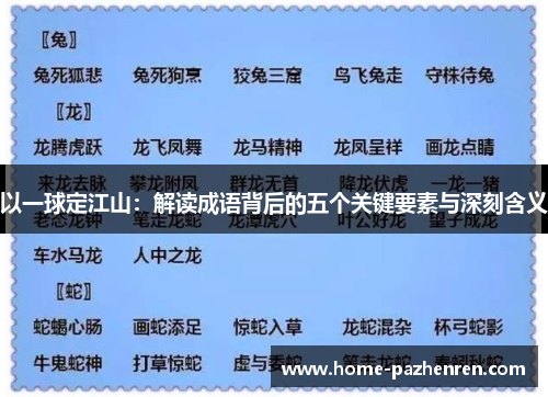 以一球定江山：解读成语背后的五个关键要素与深刻含义