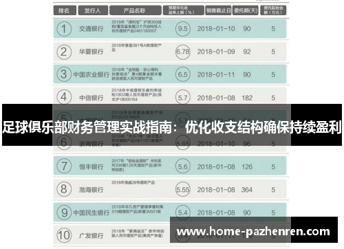 足球俱乐部财务管理实战指南：优化收支结构确保持续盈利