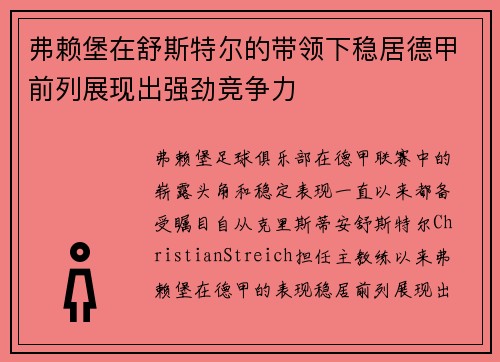 弗赖堡在舒斯特尔的带领下稳居德甲前列展现出强劲竞争力